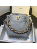 Chanel Lambskin CC Drawstring Bucket Bag AS1518 Gray 2020