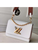 Louis Vuitton Epi Leather Twist MM Shoulder Bag With Canvas Strap M50282 White 2020