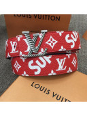 Louis Vuitton x Supreme Reversible Monogram Leather Belt 40mm with LV Buckle Red 2019
