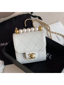 Chanel Imitation Pearls Square Clutch with Chain Bag AP0997 White 2020