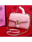 Gucci GG Marmont Small Top Handle Bag 498110 Pink 2017