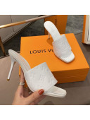 Louis Vuitton Revival Heel Mules 8.5cm in Monogram Embossed Calfskin White 2021