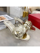 Valentino Atelier Shoe 03 Rose Edition Kidskin Heel Slide Sandal 55mm Gold 2020