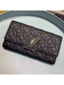Louis Vuitton Capucines Bloom Lambskin Long Flap Wallet M68590 Black 2019