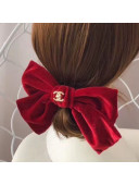 Chanel Velvet Hair Barrette Red 2020