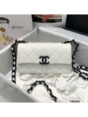 Chanel Matte Grained Calfskin Small Flap Bag AS2302 White/Black 2020