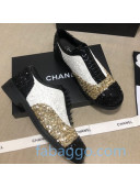 Chanel Sequins and Patent Calfskin Lace-ups Shoes G36208 Gold/White/Black 02 2020