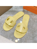 Hermes Roulis Calfskin Flat Slide Sandals All Yellow 2021