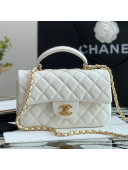 Chanel Grained Calfskin Mini Flap Bag with Top Handle AS2431 White 02 2021