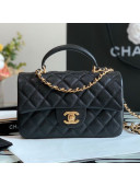 Chanel Grained Calfskin Mini Flap Bag with Top Handle AS2431 Black 02 2021