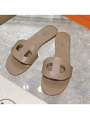 Hermes Roulis Calfskin Flat Slide Sandals Light Brown 2021
