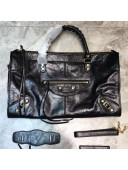 Balenciaga Classic Large City Bag in Waxed Leather and Gold Hardware Black