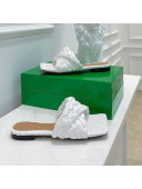 Bottega Veneta Stretch Raffia Flat Slide Sandals White 2021