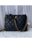 Chanel Lambskin Hobo Bag with Side Chain Black 2021
