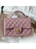 Chanel Lambskin Mini Flap Bag with Top Handle AS2431 Dusty Pink 2021