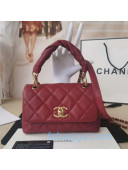 Chanel Quilted Lambskin Small Flap Bag with Twist Top Handle AS2043 Red 2020