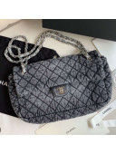 Chanel Quilted Denim Large Flap Bag Light Gray 2020