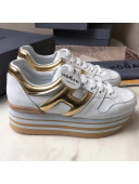 Hogan Calfskin Maxi H222 Sneaker White/Gold 2018