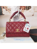 Chanel Quilted Lambskin Flap Bag with Twist Top Handle AS2044 Red 2020
