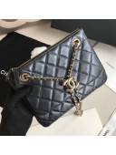 Chanel Quilted Shiny Lambskin Double Clutch with Chain AP1073 Black 2019