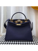 Fendi Peekaboo Iconic Leather Streped Medium Bag Navy Blue 2020