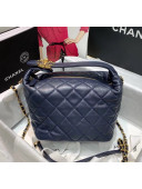 Chanel Quilted Leather Large Hobo Bag With Gold-Tone Metal AS1747 Navy Blue 2020