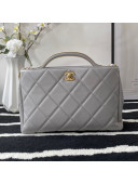 Chanel Hanger Calfskin Large Flap Bag With Top Handle Gray Fall 2021