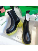 Bottega Veneta Flash Calfskin Short Boots 9.5cm Black/Lemonade Yellow 2021