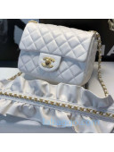Chanel Romance Quilted Lambskin Mini Flap Bag with ruffled Strap AS2203 White 2020