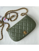Chanel Calfskin Saddle Clutch with Chain AP2358 Green 2021