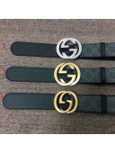 Gucci GG Canvas and Calfskin Belt 38mm with GG Buckle Black 2020