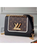 Louis Vuitton Twist MM Bag In Calfskin and Monogram Canvas M44837 Brown/Black 2020