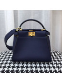 Fendi Peekaboo Iconic Leather Streped Mini Bag Navy Blue 2020