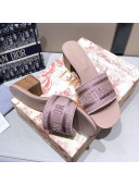 Dior Dway Embroidered Cotton Heel Slide Sandals 5cm Nude-29 2021