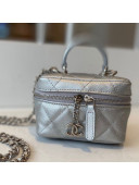 Chanel Grained Calfskin Small Vanity with Chain AP2194 Silver 2021