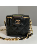 Chanel Lambskin Vanity Case with Patchwork Chain Black 2021 083003