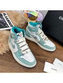 Chanel x Air Jordan AJ Leather Sneakers with Silk Laces Blue 2021