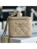 Chanel Iridescent Grained Calfskin Small Vanity with Pearl and Chain AP2161 Beige 2021