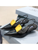 Prada Leather and Nylon Slingback Pumps 3cm Black/Yellow 2021