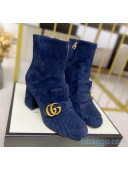 Gucci Suede Ankle Boot With Double G Hardware and Fringe Blue 2020 