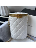 Chanel Lambskin Mini Bucket Bag White 2021 083005