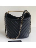 Chanel Chevron Handle with Chic Bucket Bag A57861 Black 2018