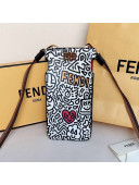 Fendi Peekaboo Peek-A-Phone Graffiti Leather Pouch with Strap 2020