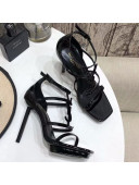 Saint Laurent Patent Leather YSL Platform High-Heel Sandals All Black 2020