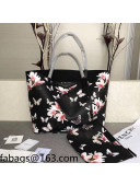 Givenchy Flora Print Black Calfskin Tote Bag 34cm 8841 18