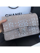 Chanel Python Leather Medium Classic Double Flap Bag Gray/Silver