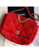 Chanel 19 Tweed Maxi Flap Bag AS1162 Red 2019