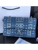 Chanel Python Leather Medium Classic Double Flap Bag Blue/Silver