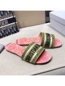 Dior Dway Embroidered Cotton Flat Slide Sandals Green-31 2021