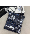 Chanel Printed Cotton & Silver-Tone Chain Shopping Bag AS1383 2020